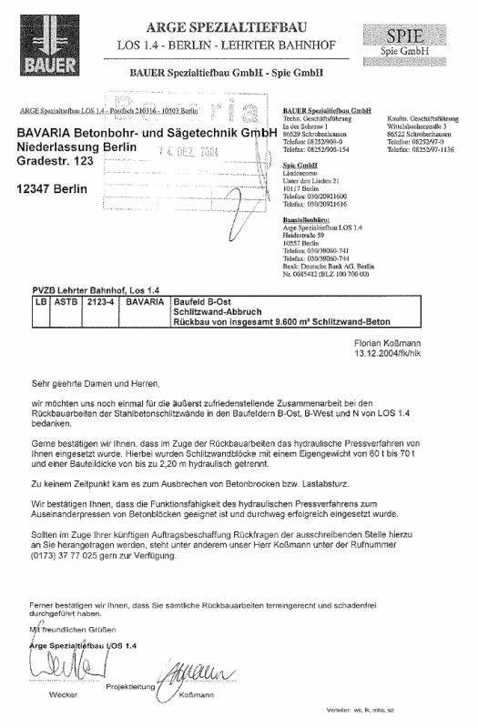 Referenzschreiben Bauer